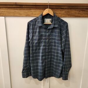 Flylow Long Sleeve Snap Button Blue Plaid Outdoor Hiking Fishing Mens Size M